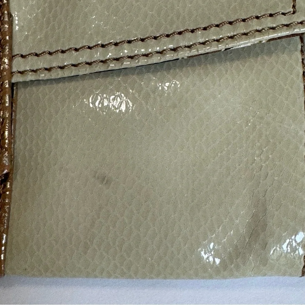 Fossil SL9966 Bone Cream Leather Clutch Wallet Bronze Python Print Organizer NWT